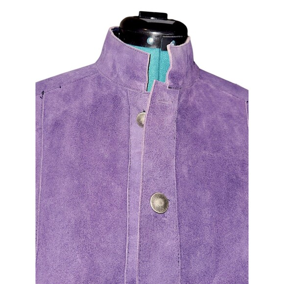 CHICO'S Reversable Purple Suede Black Leather Blazer Jacket M? - Picture 3 of 6